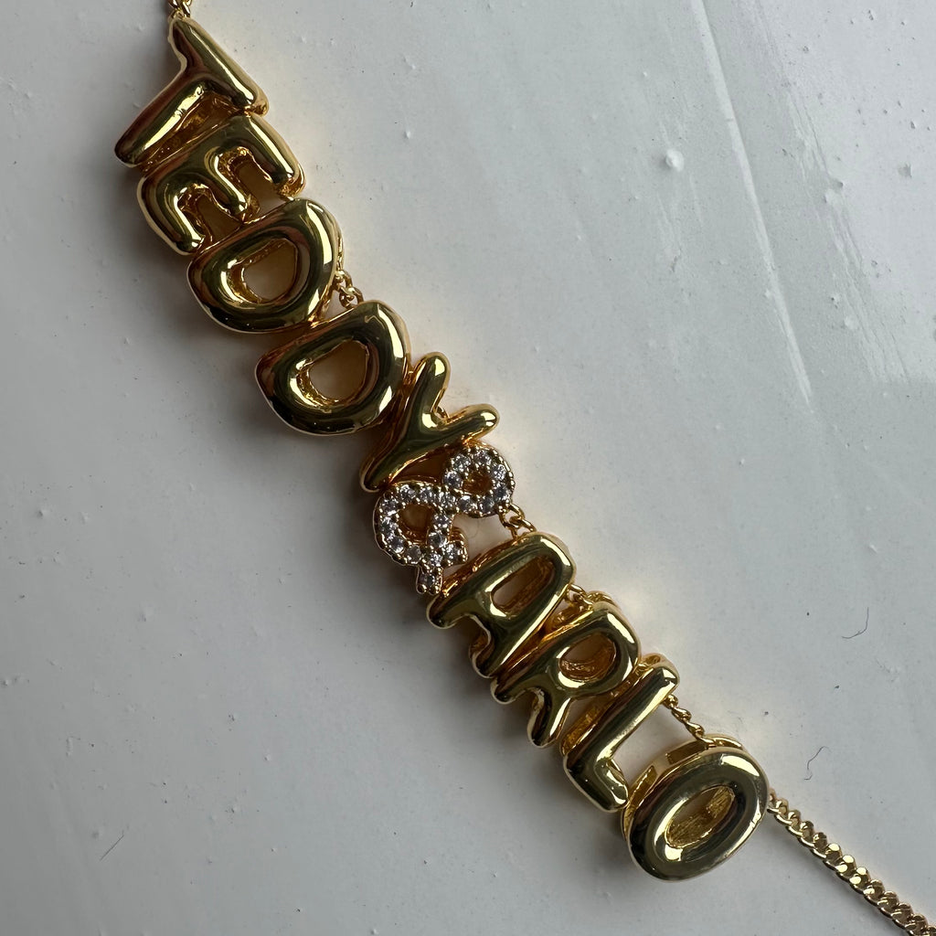 Mini Double Bubble Necklace with Diamanté &