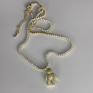 Diamanté Golden Bear with chain
