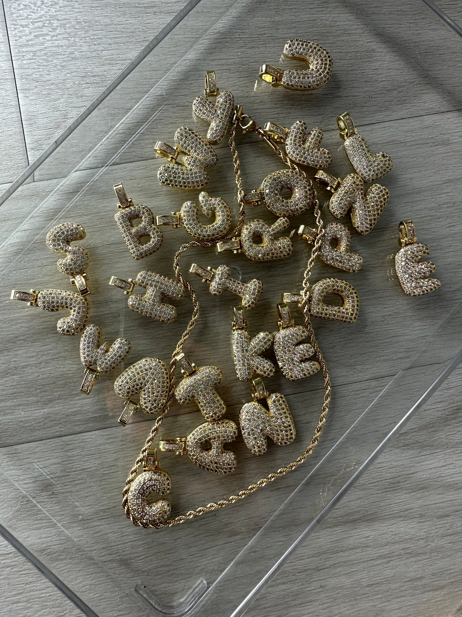 Bubble initial rope necklace